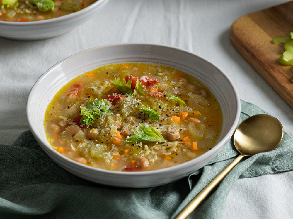 Celery and Parmesan Minestrone Soup Living North